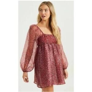 Altar'd State Dress Womens Small Janey Dress Puff Sleeves Whimsical Boho NWT